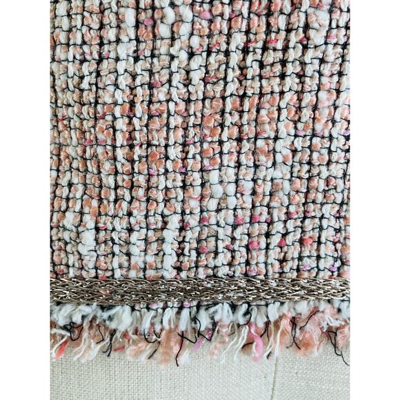 Rebecca Taylor Pink Tweed Fringe Trim Blazer Jacket Women’s Size 10 - Picture 4 of 12